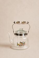 Vintage Kuş Desenli Cam Demlik (900 ml) - Görsel 2