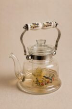 Vintage Kuş Desenli Cam Demlik (900 ml)
